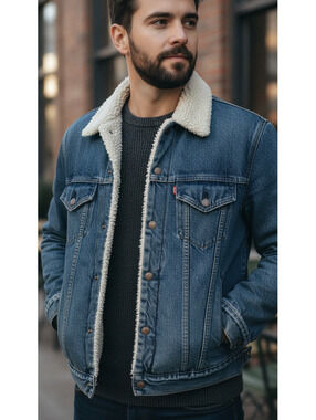 80s Vintage Levi's Classic Sherpa-Lined Denim Jacket, Size Large